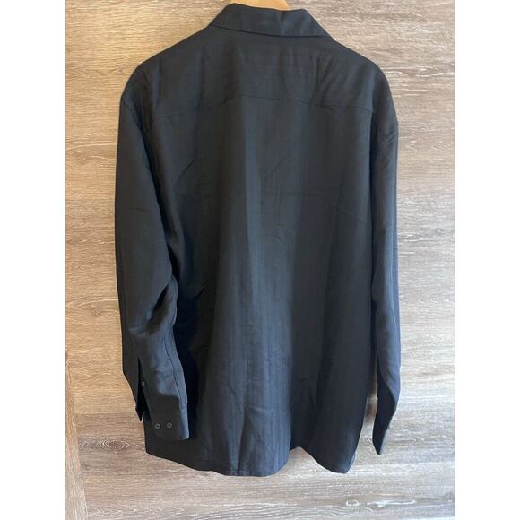 Pierre Cardin Dress Shirt Mens Size L Black Button Up Long Sleeve 16 1/2 Collar - Picture 7 of 8